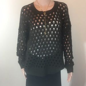 Beautiful olive green open knit Lush sweater S/M